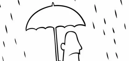 Hombre bajo la lluvia